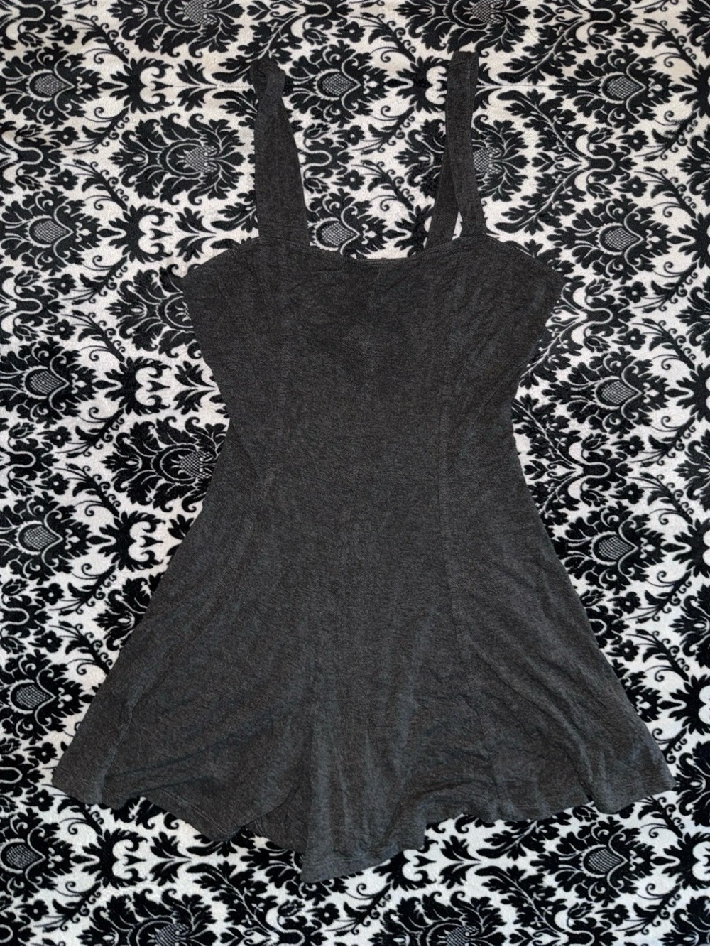 Charcoal Gray Babydoll Romper with Open Back